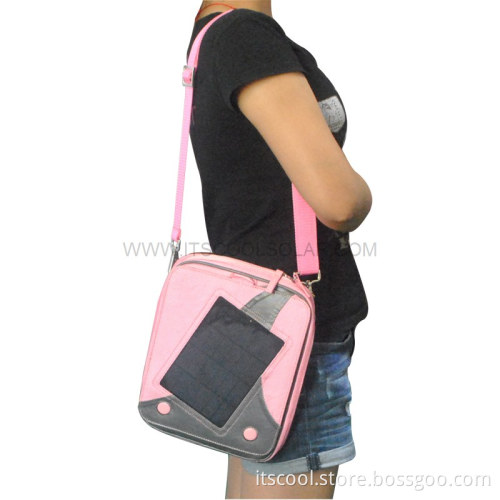 Lady's Small Solar Bag with Solar Panel Mobile Charger